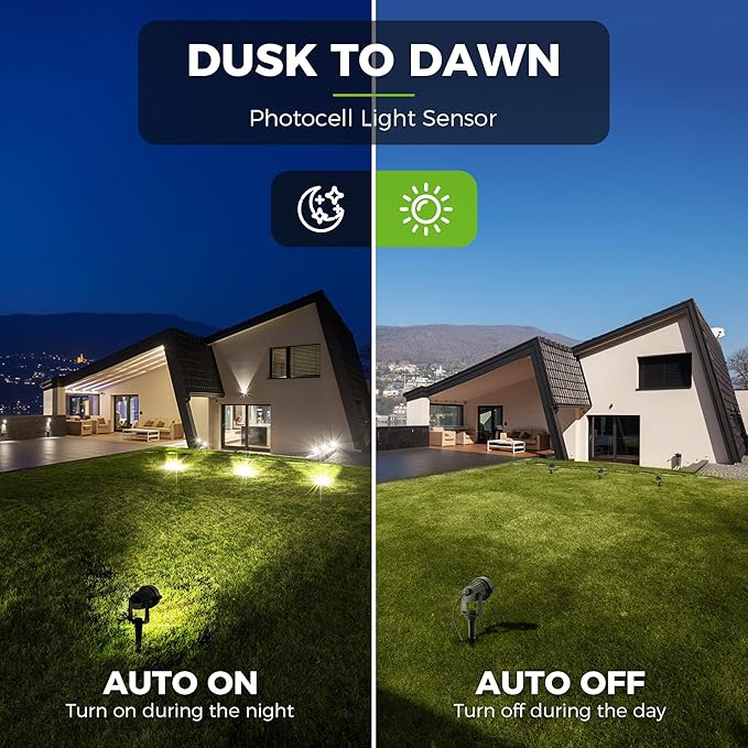 L LOHAS LED Landscape Spot Lights Outdoor, Dusk to Dawn Sensor 5W LED Spotlights - Image 2