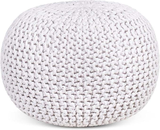 BIRDROCK HOME Round Pouf Ottoman | Cotton Braided Foot Stool by BIRDROCKHOME