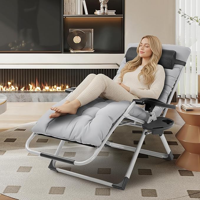 VINGLI 29" Padded Zero Gravity Chair, Lounge Chair - Image 2