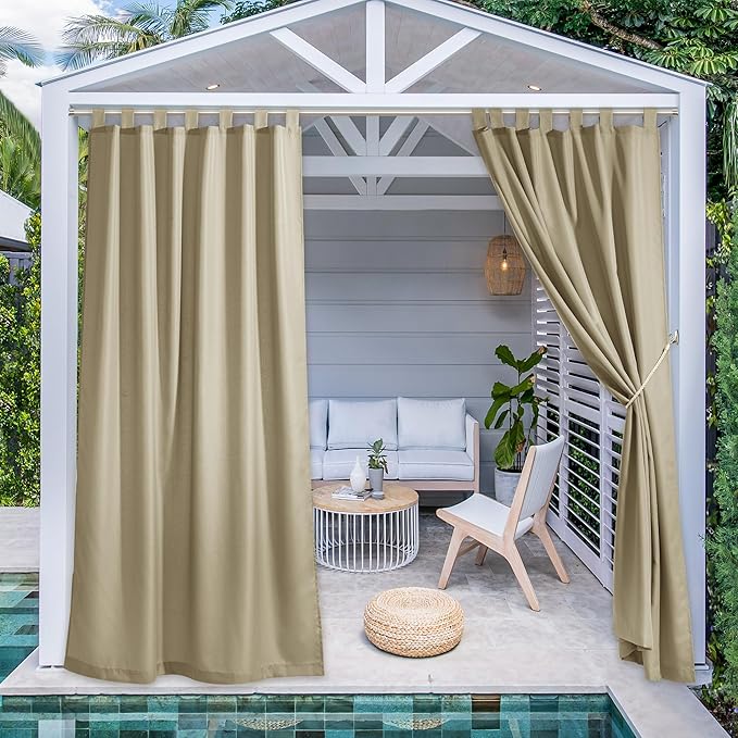 NICETOWN 2 Panels Outdoor Curtains Tab Top Extra Long Drapery by NICETOWN