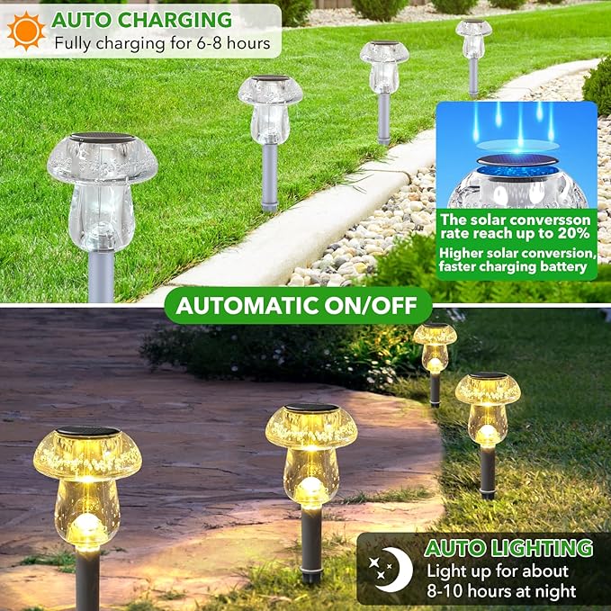 Solar Lights Outdoor, 16 Pack Mushroom Lights Outside Waterproof, Solar Powered - Image 3