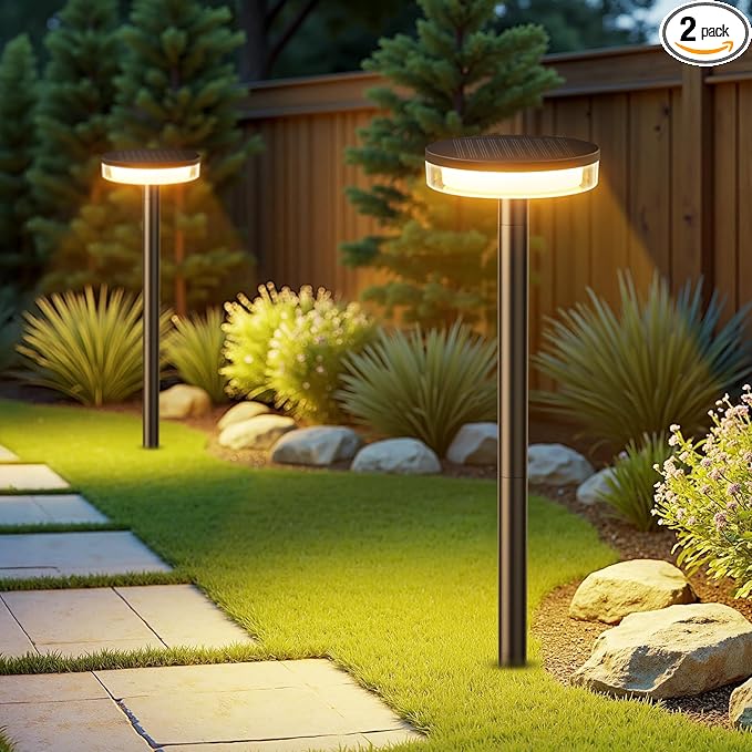 LETMY Solar Pathway Lights Outdoor, 2 Pack 2X Brighter Solar Lights Outdoor by Letmy