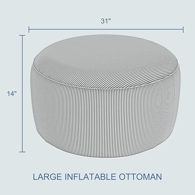 LVTXIII Indoor/Outdoor Extra Large Inflatable Ottoman Pouf D31 x H14 Inch - Image 3
