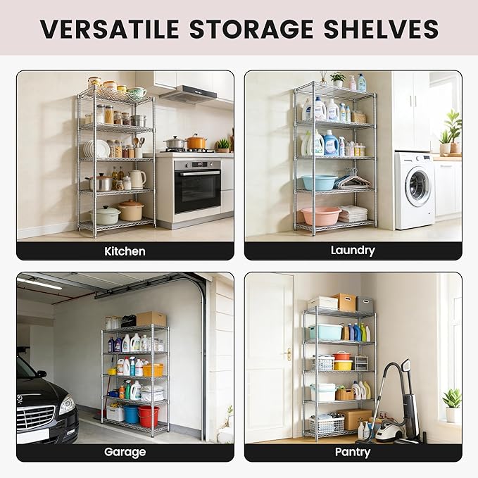 Xcity Storage Shelves, 5 Tier Heavy Duty Metal Shelving Unit, 2000 LBS Capacity - Image 7