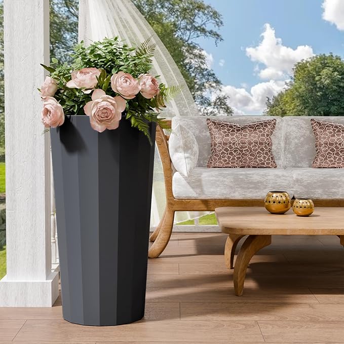 23.6" Tall Outdoor Planters Set of 2, Large Planters - Image 5