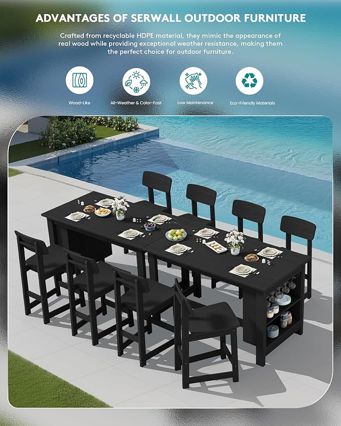 SERWALL 8-Piece Counter Height DiningTable Sets - Image 9