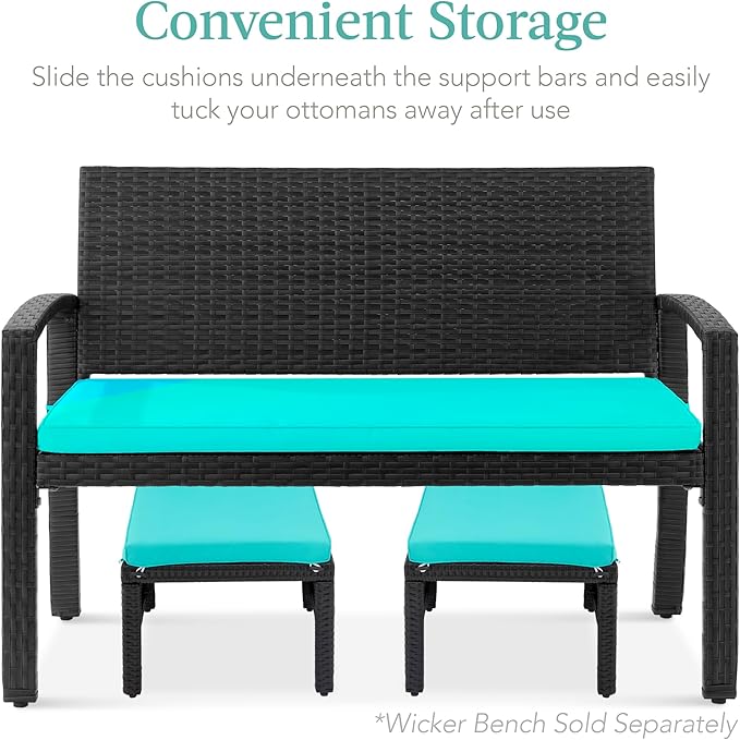 Best Choice Products Set of 2 Wicker Ottomans, Additional Seating, Side Table - Image 6