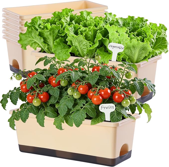 Window Box Planter 8 Pcs, 17 Inches Rectangle Flower Pots by Oliz