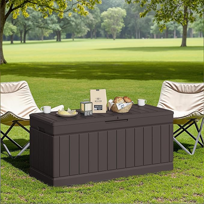 JUMMICO 78 Gallon Outdoor Deck Box Large Resin Storage Box - Image 7