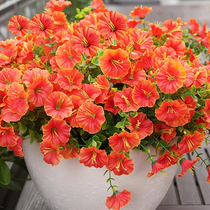 Artificial Flowers for Outdoors, UV Resistant Fake Silk Morning Glory, - Image 2