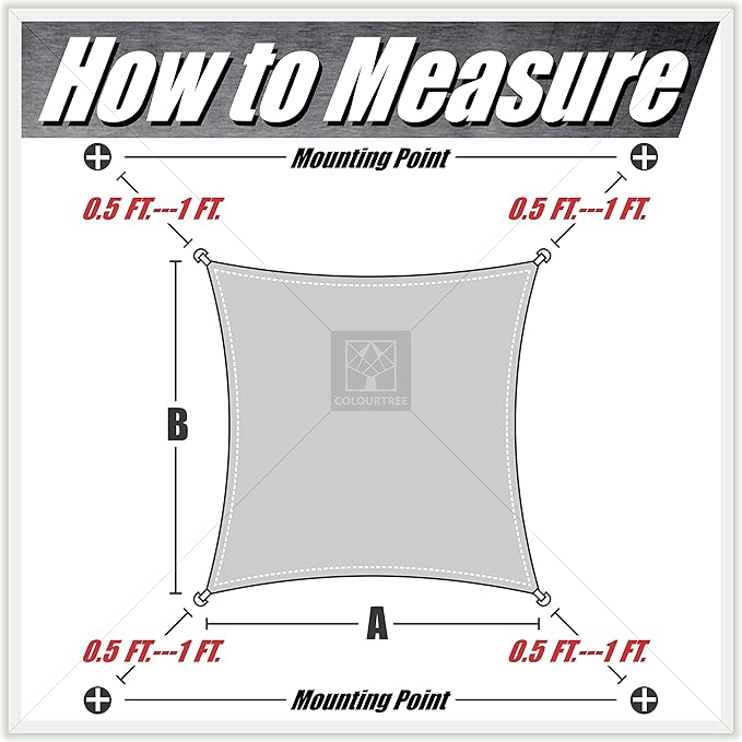 ColourTree TAPR1616 Custom Size 11' x 17' Green Sun Shade Sail Canopy UV Block - Image 8