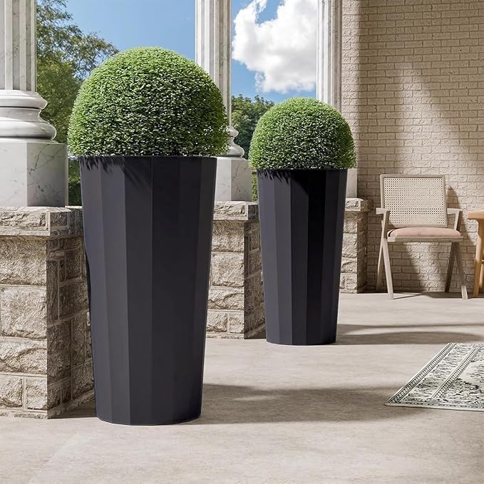 23.6" Tall Outdoor Planters Set of 2, Large Planters by Outdoorchairs