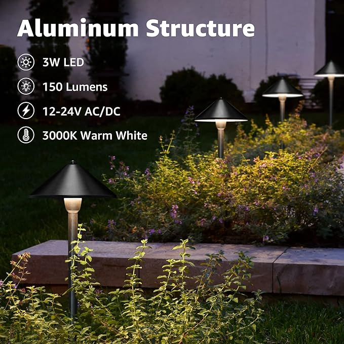 SUNVIE 8-Pack Low Voltage Landscape Pathway Lights 12-24V 3W LED Landscape - Image 2