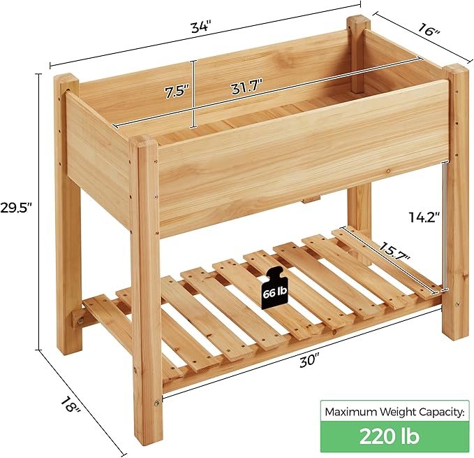 Yaheetech 34x18x30in Horticulture Raised Garden Bed Planter Box - Image 3