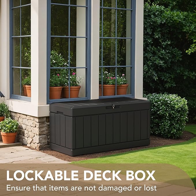Devoko 85 Gallon Deck Box Lockable Resin Outdoor Storage Box waterproof Outdoor - Image 4