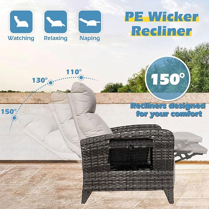 Upgraded Outdoor Recliner Chair, Reclining Patio Chairs - Image 3