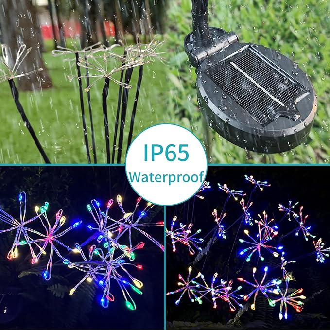 JJGoo Solar Garden Lights, New Upgraded 2 Pack Solar Swaying Starburst Light - Image 5