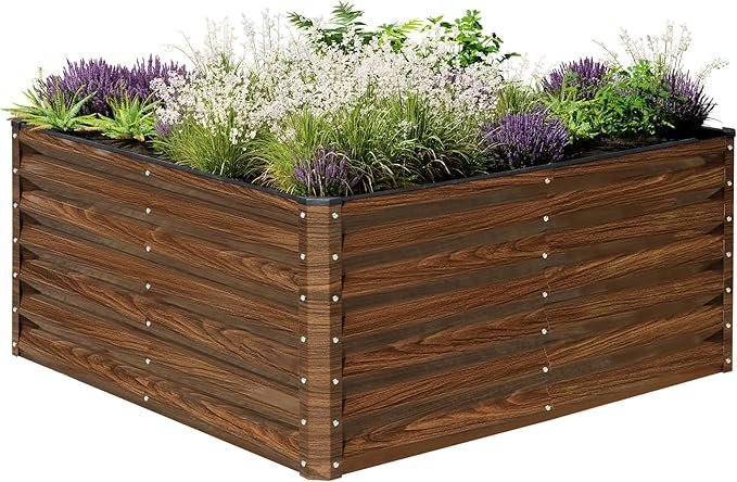 SnugNiture Galvanized Raised Garden Bed 4x4x2FT Outdoor Large Metal Planter Box by snugniture