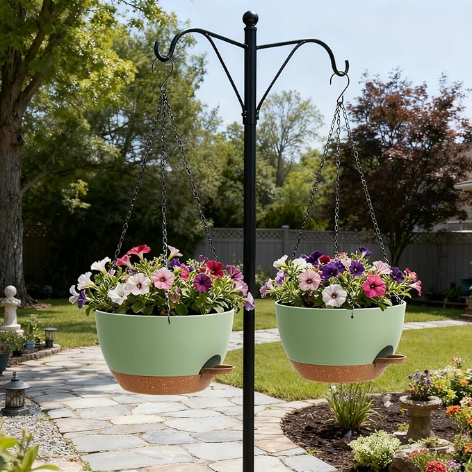 13 Inch 2 Pack Large Self Watering Hanging Planters - Image 4
