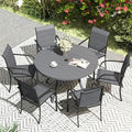 VICLLAX Patio Dining Set for 6, Outdoor Furniture Set Includes 47.2" Round by HOME