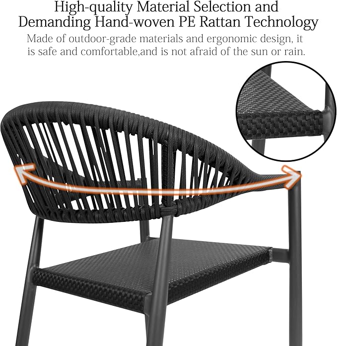 TWT Patio Dining Chairs Outdoor Stackable Dining Chairs - Image 3