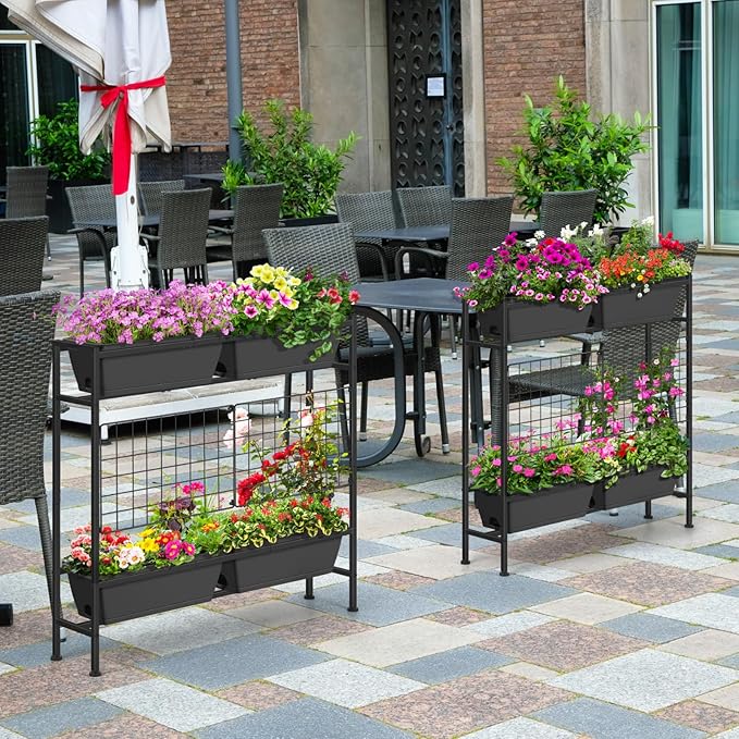 OYEAL Raised Garden Bed with Legs & Trellis, Vegetables - Image 5