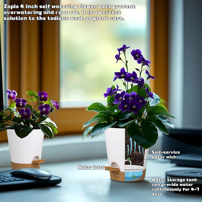 12 Pack 4 Inch Self Watering Plant Pots - Image 4