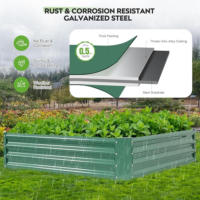 ZORMY 2 Pcs 4x4x1ft Galvanized Raised Garden Bed Outdoor, Metal Planter Boxes - Image 4