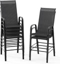 VINGLI Outdoor Bar Chairs Set of 6 – Stackable Outdoor Bar Stools by VINGLI