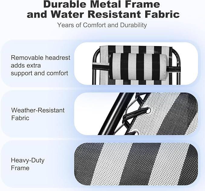 Nazhura Set of 2 Relaxing Recliners Patio Chairs Adjustable Steel Mesh Zero - Image 3