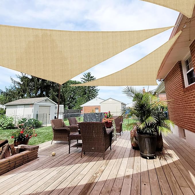Patio Paradise 9' x 9' x 8'10" Sun Shade Sail Triangle Canopy, Permeable Shade by Patio