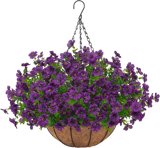 Artificial Faux Hanging Plants Flowers Basket - Image 9