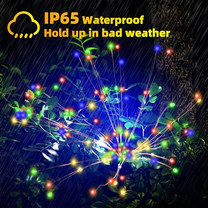 YOTOZU 2 PCS Solar Firework Light, Outdoor Solar Garden Decorative Lights 120 - Image 3