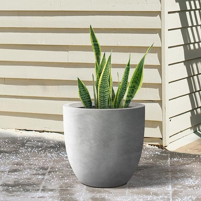 Kante 18 Inch Dia Round Concrete Planter, Indoor Outdoor Large Plant Pot - Image 7