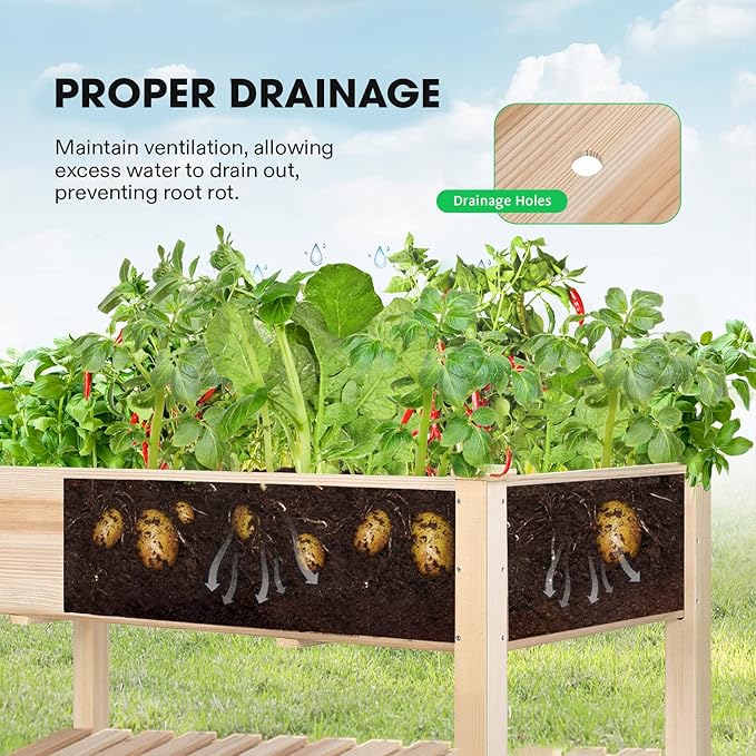 VIVOSUN Elevated Wooden Raised Garden Bed, Mobile Outdoor Planter Box - Image 6