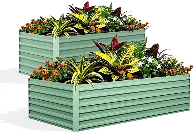 Garvee 2PCS 8x4x2ft Galvanized Raised Garden Bed Outdoor, Rust-Resistant Raised by Garvee