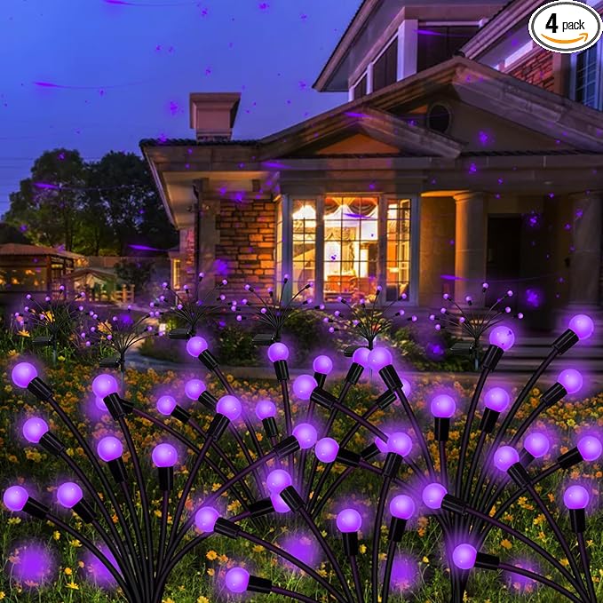 Kohlrabi Solar Garden Lights Outdoor, 4 Pack 40 LED Solar Purple Firefly Lights by KohlrabiDecor