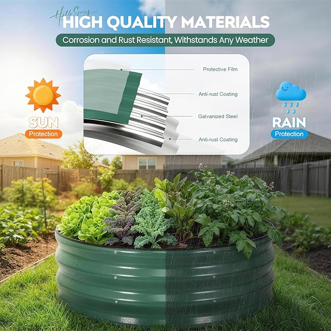 ZORMY Galvanized Raised Garden Bed Outdoor, Round Metal Planter Boxes 2 Pcs - Image 4