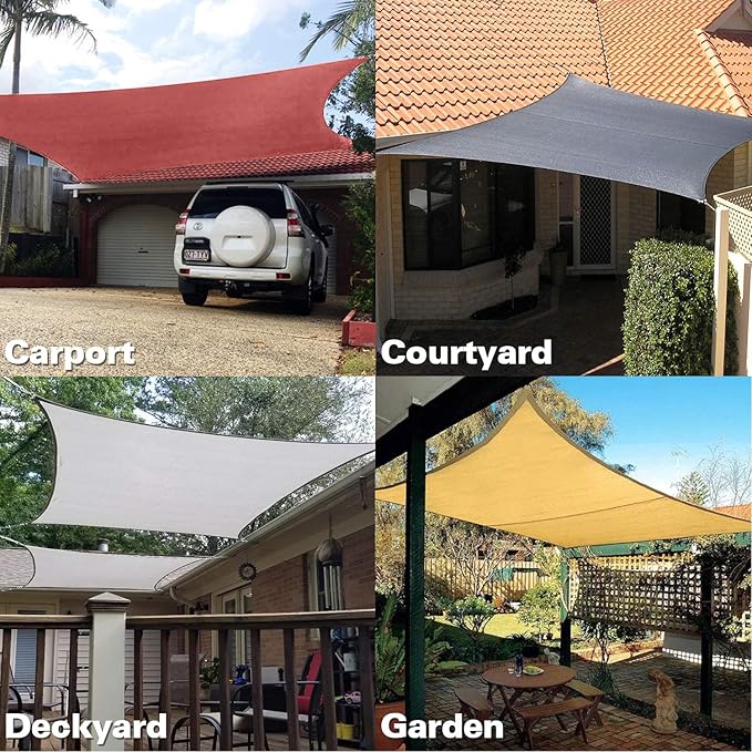 KANAGAWA Sun Shade Sail Curved 16'X20' Gray Rectangle Outdoor Shade Cover UV - Image 7