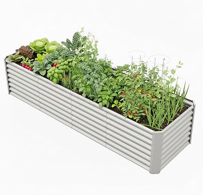 8x2x2ft Raised Garden Bed Kit, Galvanized Planter Garden Boxes Outdoor by kingddeergardenbed