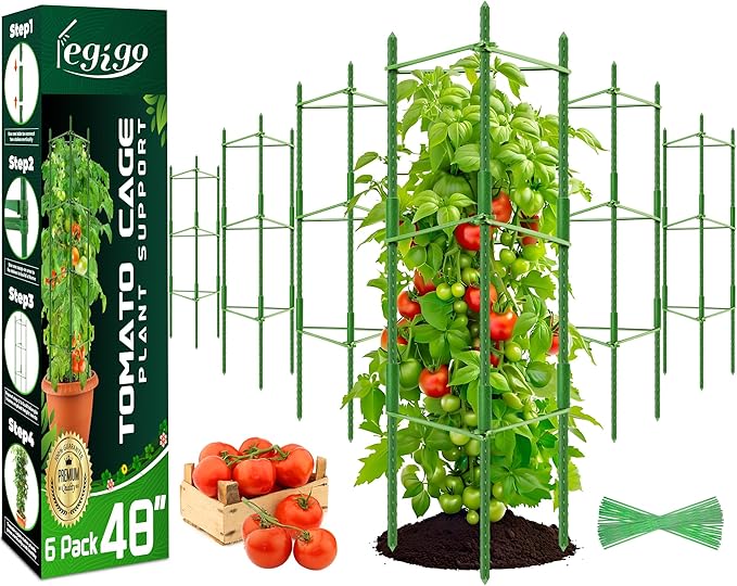 Legigo 6-Pack Tomato Cage for Garden Plant Support- Up to 48inch Garden Stakes by Legigo