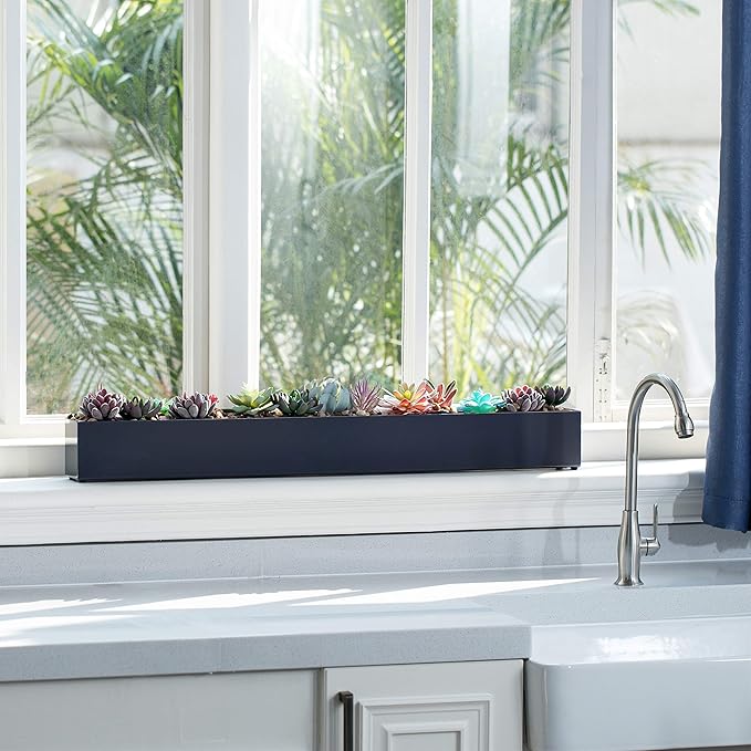 DR&Co Modern Grey Rectangle Planter Box, Narrow Box - Image 6