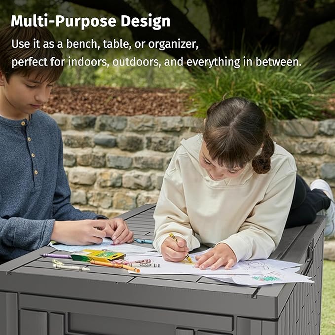 EAST OAK 120 Gallon Outdoor Storage Box | Large Resin Deck Box - Image 8