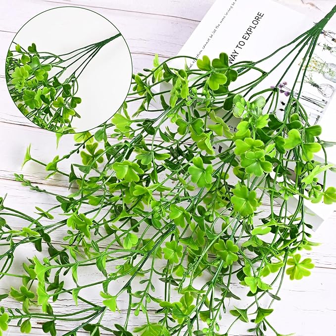 Waipfaru Artificial Hanging Four-leaf clover, Faux Ivy Pothos Vines Greenery - Image 2