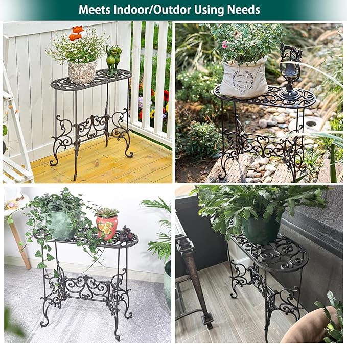 Sungmor Heavy Duty Cast Iron Potted Plant Stand Garden Table - Image 7