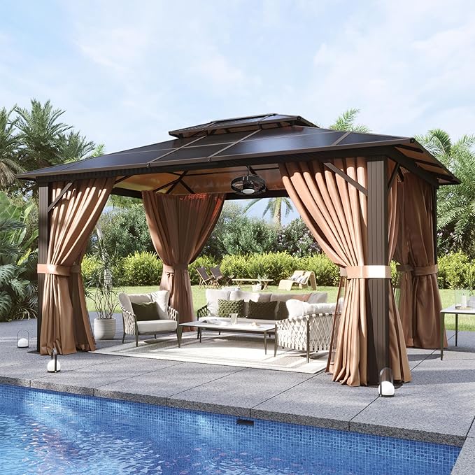 Aoxun 10'x12' Hardtop Gazebo, Aluminum Frame Permanent Pavilion - Image 2