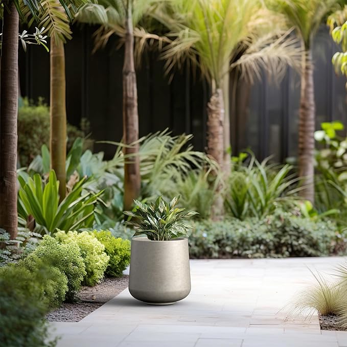 Kante 11.6" Dia Round Concrete Planter, Outdoor Indoor Large Plant Pots - Image 4