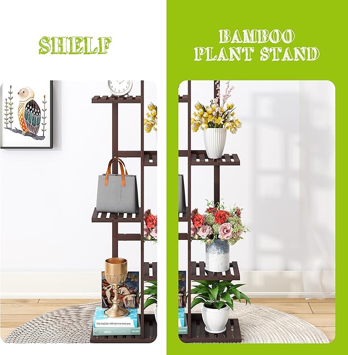 BMOSU Bamboo Plant Stand for Indoor Outdoor Plants Corner Tall Plant Shelf 6 - Image 8