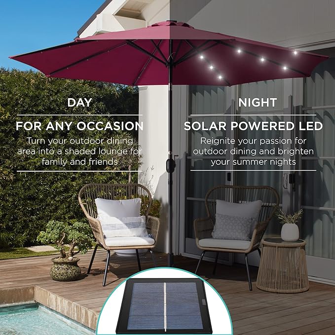 Best Choice Products 10ft Solar Polyester LED Lighted Patio Umbrella w/Tilt - Image 3