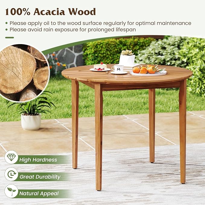 Tangkula 36" Round Outdoor Dining Table - Image 5